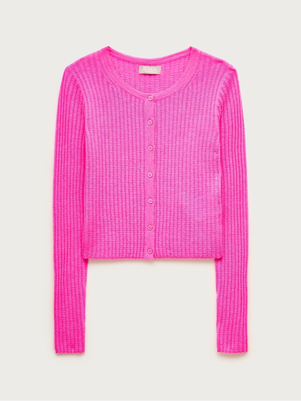 J. Crew Featherweight cashmere pointelle cardigan in Neon Pinks Size XS NWT